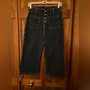 Sidefeel Women's 6 Y2K/Retro/Vintage Inspired Button Fly Wide Leg Capris Jeans